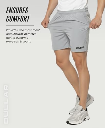 Image of BULLAR Premium Polyester Training Shorts Combo, Gym wear, Running, Sports,Workout Dryfit, Quick Dry Shorts with Drawstring