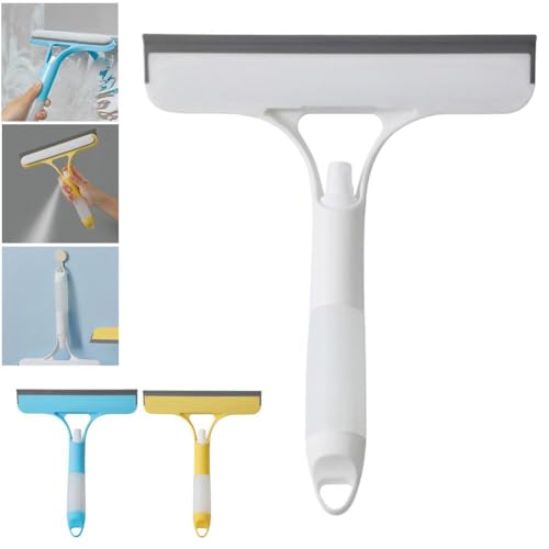 3-in-1 Glass Window Cleaner with Spray and Squeegee, Small Squeegee Washer Wiper Window Cleaning Equipment Kit for Bathroom Kitchen Car