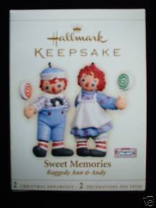 Sweet Memories Raggedy Ann and Andy 2 ornament set 2006
