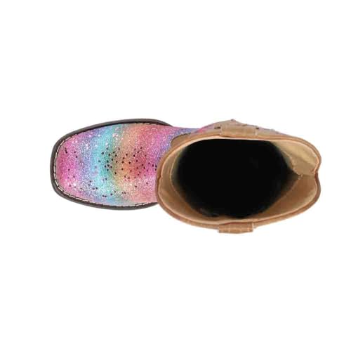 ROPER Kids Girls Rainbow Glitter Square Toe Casual Boots Mid Calf - Brown, Multi4