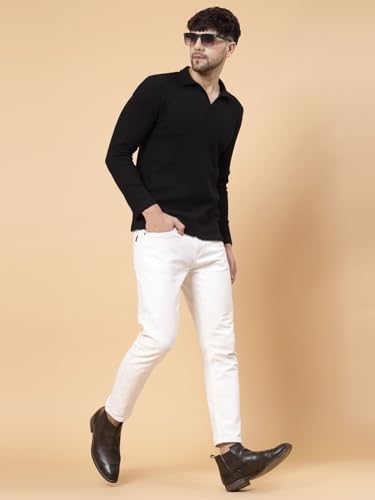 Image of Rigo Printed Casual T-Shirts for Men | Waffle Knit Solid T-Shirt for Men | Full Sleeves T-Shirts for Men