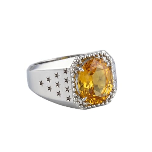 Bague saphir jaune 7 carats réglable en argent 925 : oubliez les problèmes de taille
