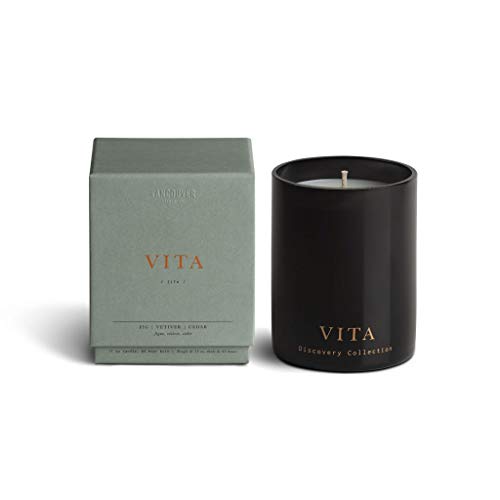 Vancouver Candle Co. Vita Discovery Candle – Non-Toxic Soy Wax Aromatherapy Candle – Handmade with Natural Essential Oil – Strong Scented, Long Lasting 10 Ounce Jar Candle with Gift Box