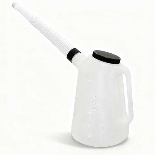 Oil Jug Oil Measuring Container Automotive and Flexible Oil Funnel Set Oil Dispenser Automotive Motor Oil Container with Lid and Cap (5 Quart)