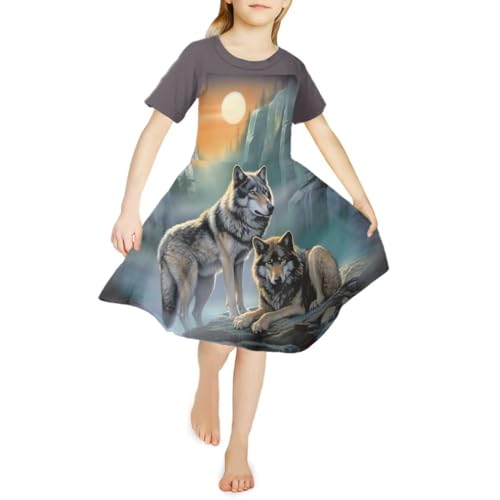 WELLFLYHOM Girls Summer Short Sleeve Skater Party Holiday Dress for Kids 3-143