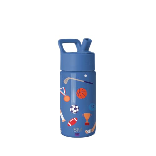 Simple Modern Kids Water Bottle with Straw Lid | 14oz Insulated Stainless Steel Kids Tumbler & Spill Proof Toddler Cup for School, Girls, Boys | Summit | Sports Balls