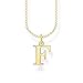 Produktbild THOMAS SABO Damen Halskette mit dem Buchstaben F 925er Sterlingsilber 750er Gelbgold-Vergoldung, Länge: 38cm - 45cm, KE2015-413-39-L45V