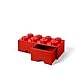 LEGO Brick Drawer, 8 Knobs, 2 Drawers, Stackable Storage Box, Bright Red