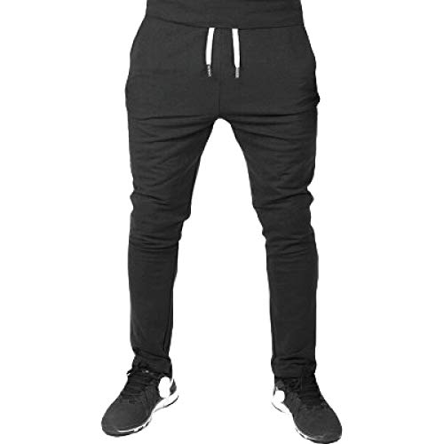 Pantalon de Jogging Confortable de Couleur Unie pour Hommes Pantalon de survêtement régulier Sport Pantalon décontracté à Taille élastique avec Cordon de Serrage S Cover