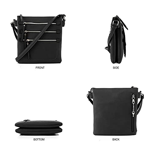 JESSIE & JAMES Double Compartment Multi-Zipper Triple Zip Pockets Concealed Carry Crossbody Bag with Lock and Key2