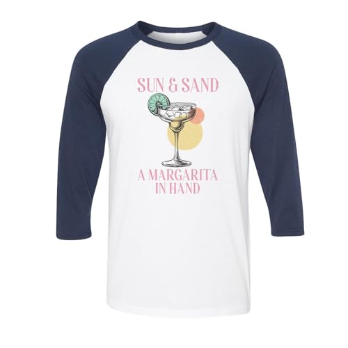 Margarita in Hand Camiseta de Béisbol Manga Raglán Tres Cuartos Unisex