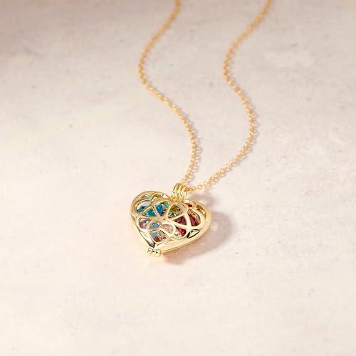 EVE'S ADDICTION Custom Gold Plated Simulated Birthstone Heart Locket, 16" chain - Personalized Birthstone Necklace for Women - Heart Jewelry - Mother's Necklace - Gifts for Mom4