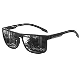 CARFIA Polarized Men's Sunglasses with Leather Case, Lightweight TR90 Sun Glasses UV Protection for Fishing Driving Cycling
