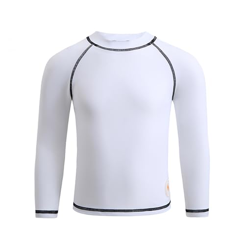 Vivobiniya Kid Boy's Rash Guard Long Sleeves Shirts UPF50+uv Quick-Drying top Swim Teen Swimwear (AU, Age, 6 Years, White)