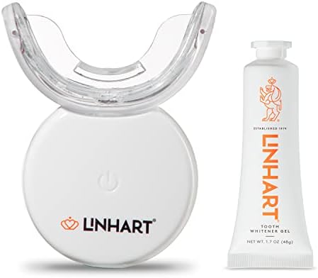 LINHART Teeth Whitening Kit with LED Light with Dental Whitening Gel Syringes and Teeth Whitener Gel with Hydrogen Peroxide - Professional Kit for Teeth Whitening