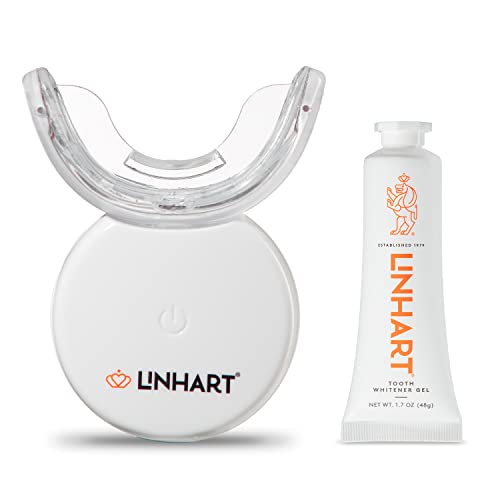 LINHART Teeth Whitening Kit with LED Light with Dental Whitening Gel Syringes and Teeth Whitener Gel with Hydrogen Peroxide - Professional Kit for Teeth Whitening