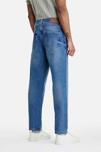 Image of SNITCH Men Casual Jeans | Relaxed Fit Straight Leg Washed Pattern & Drawstring Closure | 100% Cotton Denim Fabric for All Day Comfort & Everyday Wear