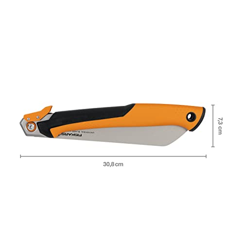 Fiskars Pro Klappbare Zugsäge, Sägeblattlänge: 25 cm, 13 TPI, Schwarz/Orange, PowerTooth, 1062933