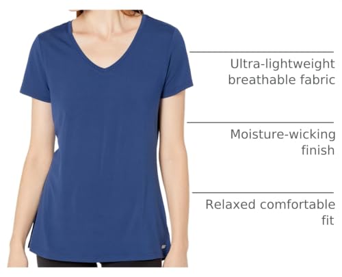 Image of Amazon Essentials Women's Active Quick Dry Tech Stretch Short-Sleeve V-Neck T-Shirt, Moisture-Wicking, Pack of 2