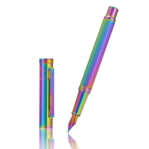 Image of Hongdian 1851 Rainbow Forest Fountain Pen Medium Nib with Converter and Metal Pen Case Set