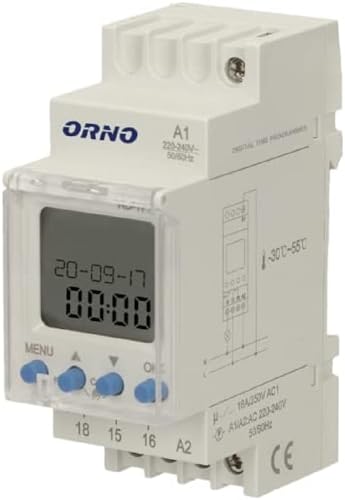 ORNO PRE-451 Interruptor Horario Astronómico 100 Programas 2 Salidas de Relé máx.16A/230V 2 Módulos de Anchura DIN TH-35mm Blan