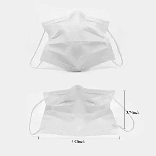 Image of La' Forte Disposable 3-Layer Face Masks Thick with Elastic Ear Loop, Anti-Dust, 50, White