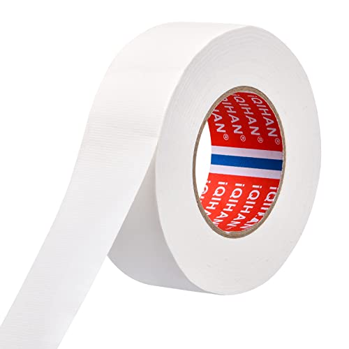 Ruban Adhésif en Toilé 50mm x 50m, Étanche Rouleau de Ruban Adhésif Extra Forte, Heavy Duty Gaffer Tape Ruban Tissu Résistant à La Chaleur Easy Tear Gaffa Tape pour Emballage Tapis Réparation (Blanc)