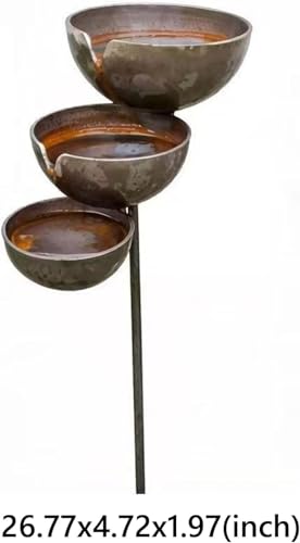 3-Layer Rain Catcher Bird Bath, Metal Stake Bird Water Bowl Feeder, Outdoor Pollinator Watering Station Rain Catcher for Garden Patio Yard Lawn Decoration - Image 3