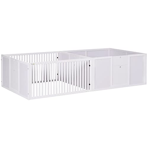 PawHut Whelping Box for Dogs 2m x 1m Whelping Pen for Indoors Pet Playpen with Three Doors Two-Room Design