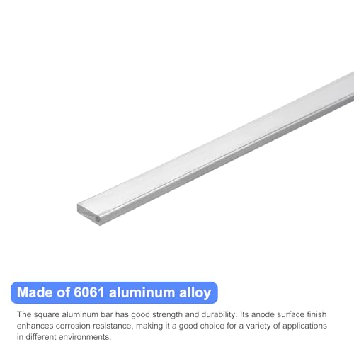 Image of uxcell Square Aluminum Flat Bar, 2Pcs 1 /4 inch Thick 0.6 inch Width 12 inch Length Square Aluminum Bar 6061 Aluminum Flat Plate, 5 x 15 x 305mm T6511 Solid New Mill Stock for Industrial Building
