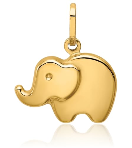 IceCarats 14K Solid Yellow Gold Elephant Necklace Chain Pendant Charm2