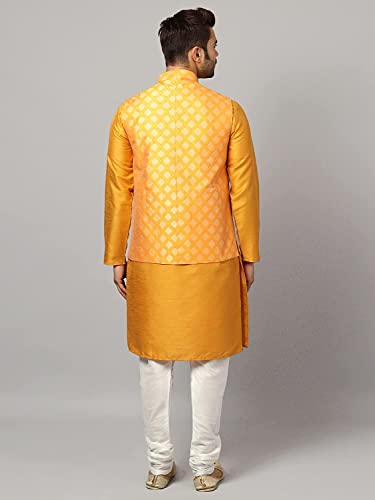 Image of Uri and MacKenzie Men's Silk Blend Kurta Pajama with Designer Ethnic Nehru Jacket /Modi Jacket
