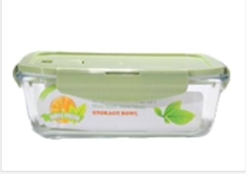BtcFu耐熱容器 弁当箱 耐熱ガラス 保存容器 べんとう箱 透明グラス 蓋付き 電子レンジ対応 ランチボックス 食器洗い機可 オーブン可 耐熱 密閉 汁漏れない シンプル おしゃれ 食品級の材質 電子レンジ可 弁当箱代わり可 (緑)