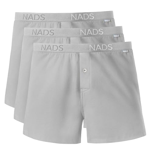NADS Organic Cotton Boxers Soft & Breathable Mens Underwear with Tagless No-Roll Waistband No Harsh Chemicals Hormone-Safe Non-Toxic Materials to Protect Your Package Gray 3pk (X-Large)