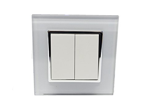 Preisvergleich Produktbild Design Glas Panel Serienschalter Schalter Lichtschalter weiß von Livolo für 2 Lampen