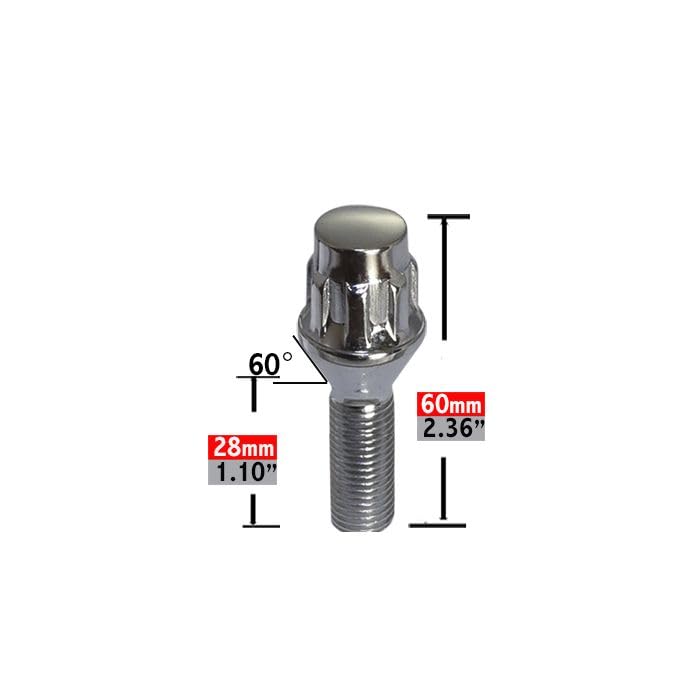Image of Wheel Accessories Parts 4 Locks + Key M14 x 1.25 Thread Acorn Seat Lug Bolt Lock Chrome Finish 28mm Shank Length Dual Hex Key 17mm & 19mm Hex fits BMW 3, 4, 5, 7, 8 Series, M2, M4, M5, M8, X5, X6, X7