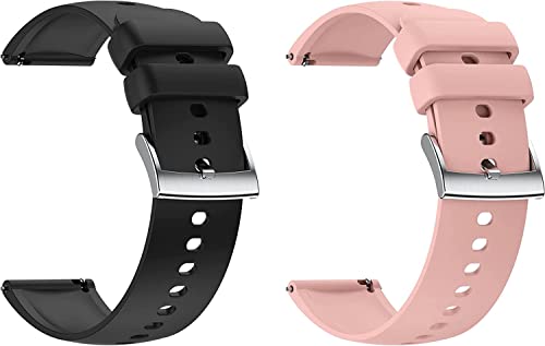Popglory Watch Straps 22MM Correa de repuesto para reloj inteligente llamada Bluetooth Correas Reloj Silicona/Milán para Hombre y Mujer P66 (2PCS)