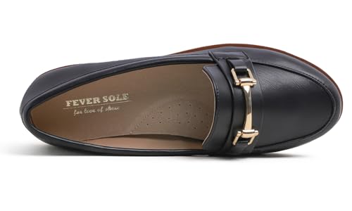 Image of FEVERSOLE Women's Comfort Penny Loafer Geniune Leather Insole Flexible Walking Driving Shoes