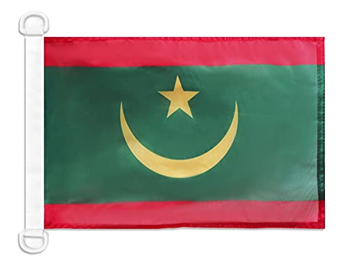 AZ FLAG Mauritania Boat Flag 12x18 in Mesh Polyester Plastic Rings