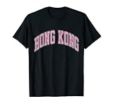 Hong Kong Hong Kong Varsity Style Pink Text T-Shirt