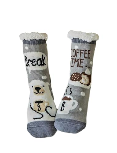 Jia Fuzzy Sherpa Socks with Silicone floor Grips Christmas gift
