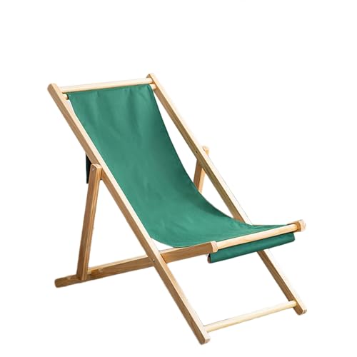 リクライニングチェア アウトドアチェア 折り畳み椅子 省スペース ベーシック ガーデンチェアー シェーズロングソファ 布製 枕付き 肘掛けき camping chair ラウンジチェア キャンプ 椅子 喫茶店 ビーチベッド おしゃれ (木製 - グリーン)