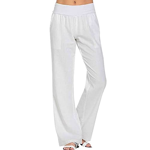 Pantalon en lin pour femme coupe paperbag à ceinturer