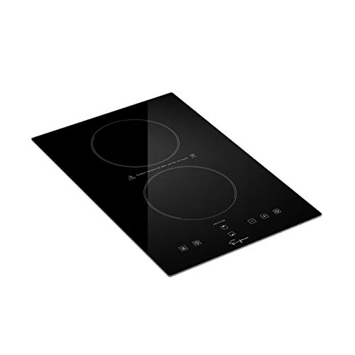 Empava Electric Stove Induction Cooktop Vertical With 2 Burners In Black Vitro Ceramic Smooth Surface Glass 120V, 12 Inch #TOP5