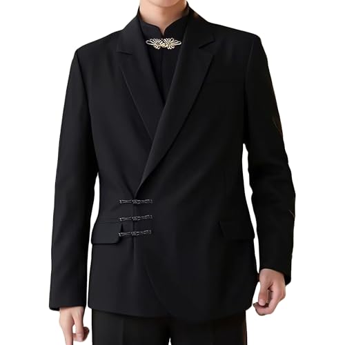Men's Casual Slim Fit Suit Jacket Stylish Business Blazer Chinese Tunic Suit Notch Lapel Dress Tuxedo Coat