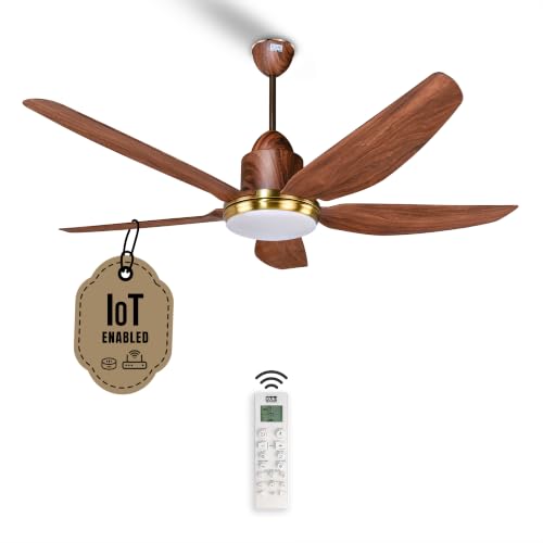 Image of KUHL Luxus Star 1400mm Stylish 65% Power Saving BLDC Ceiling Fan With Remote | BEE 5 Rated & ISI Marked | Down Light | High Air Flow & Low Noise | Smart IoT | Reverse Mode | Free Installation | Teak