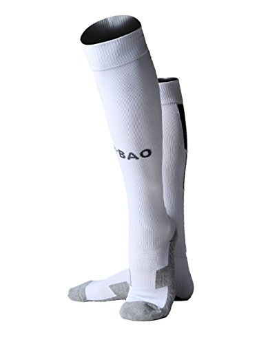 Matari Mens Sports Athletic Compression Football Soccer Socks Over Knee High Team Socks (one size, White)4