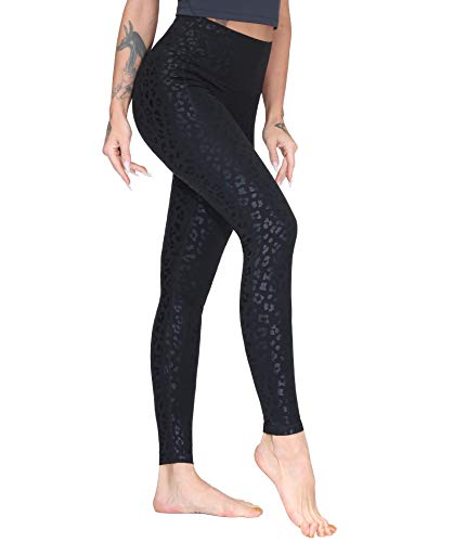 Wjustforu Leggings for Women, High Waisted Leggings for Women, Workout with Pockets Yoga Pants, Tummy Control Leggings (Large, Black Leopard)