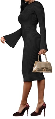 Oxgmoky Women Bodycon Ribbed Sweater Dress Sexy Sleeveless Stretchy Pullover Dresses3