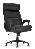 Click365™ Classic Executive Big & Tall Office Chair, Ergonomic and Channel-Tufted High-Back Design, Semi-Plush Double-Layer Seat Cushion, Padded Armrests, Nylon Swivel Base, Bonded Leather, Black